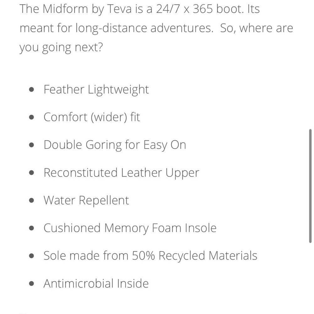 Teva Midform boot white swan lace up slight heal max comfort water repellent - Picture 4 of 16